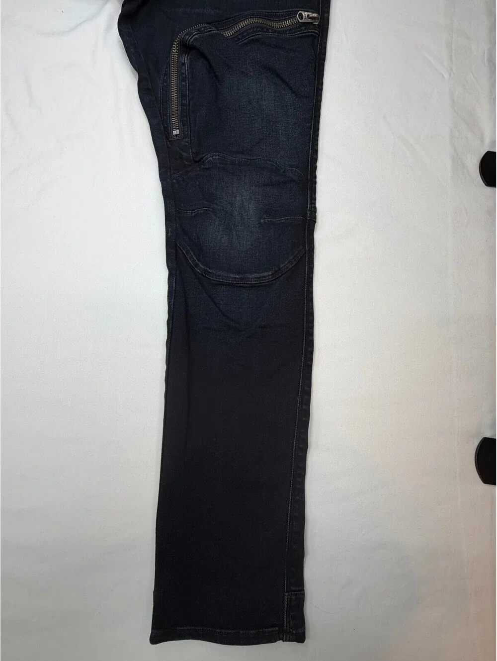 G Raw Air Defence Men Skinny Jeans Moto Zip Size 34 Dark Blue